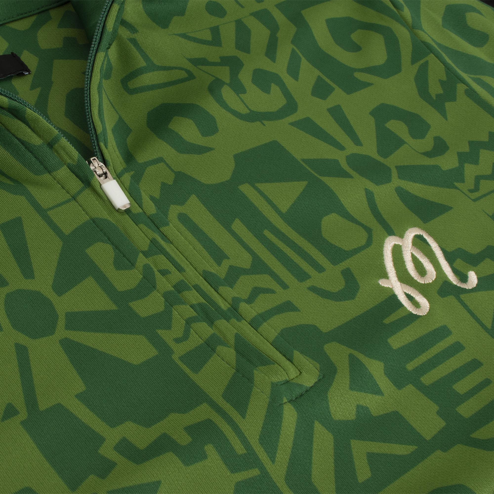 Malbon Golf Capo Performance Quarter Zip Mens Mid Layer Kelly Green